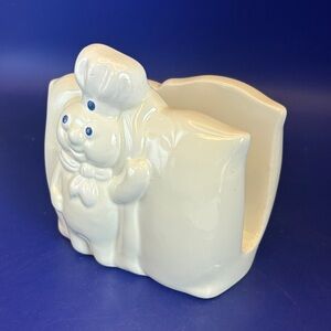Cream Ceramic Pillsbury Doughboy Chef Napkin Holder